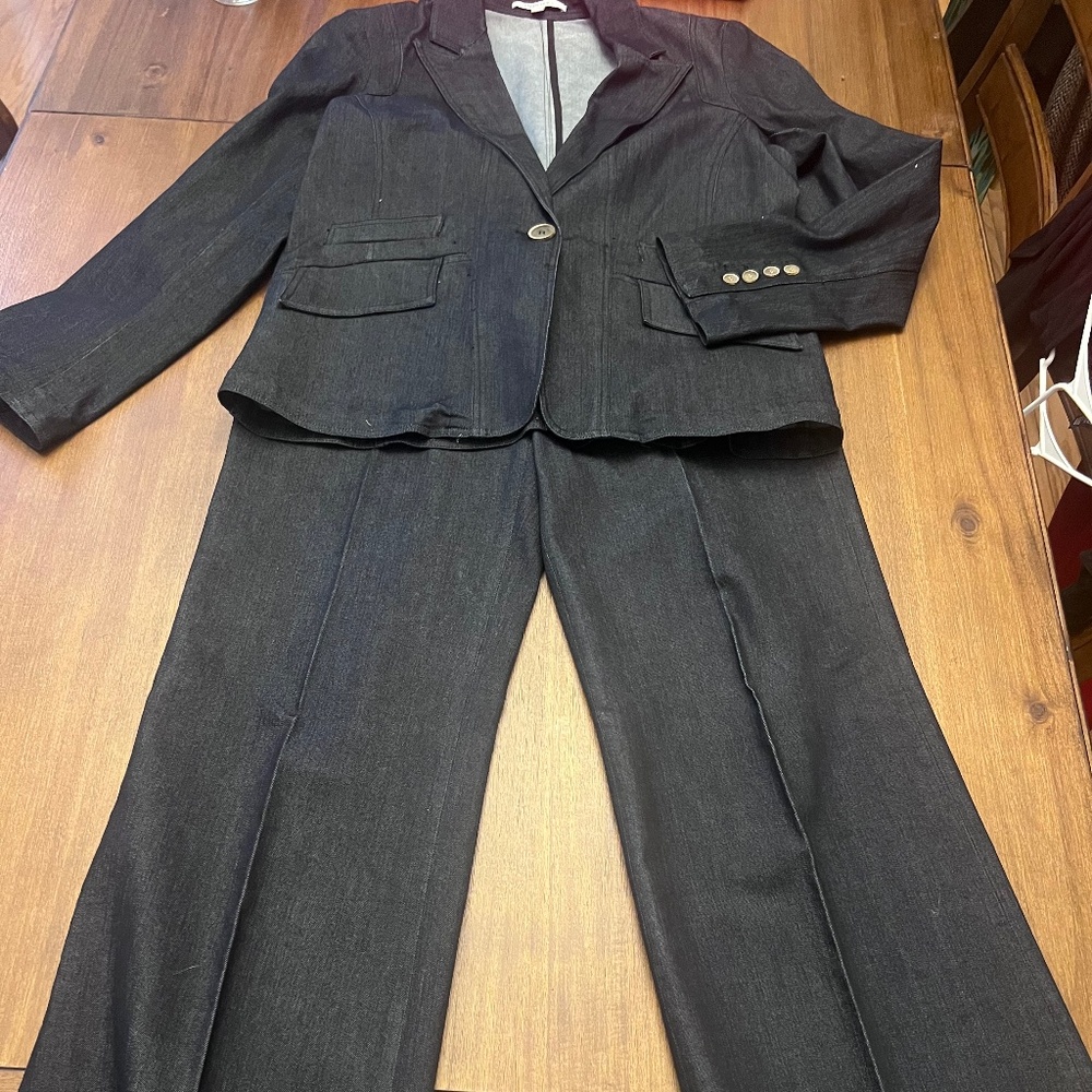 Structured Denim-Inspired Two-Piece Suit